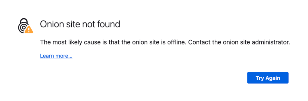 Onion site not found